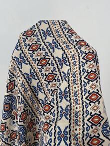 Brillora 女士几何印花高开衩无袖连衣裙，休闲度假、约会、外出穿着 - 藍色 - 查看 7