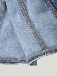 Mistrie 女士破洞系带露脐吊带牛仔上衣 - 藍色 - 查看 7