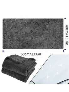 不留水痕、划痕或水渍的汽车擦车巾 - 大号优质超细纤维 - 双股捻绒无边设计，超大超强吸水清洁布，汽车美容专用超细纤维毛巾 - 黑色 - 查看 10