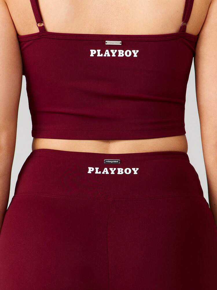 Missguided x Playboy Ribbed Cami Top And Shorts Active Set With Small Logo Detail For Casual Everyday Wear