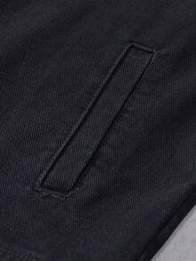 Manfinity Hypemode Men's Casual American Style Black Denim Jacket, Versatile For Commuting And Home Wear - Black - View 4