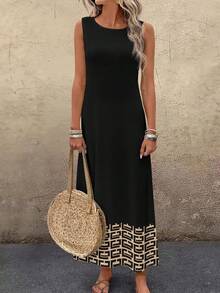 Brillora 女士复古度假波西米亚风交叉印花连衣裙，适合外出、海滩、派对等场合，时尚别致 - 彩色 - 查看 2