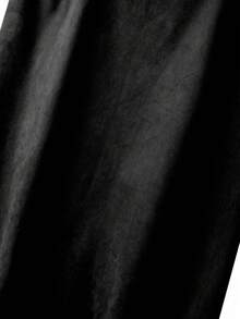 GlowEve CURVE 大码女式仿麂皮背带连衣裙，棕色交叉肩带设计，优雅休闲长款连衣裙，适合返校、毕业典礼、情人节、音乐节、母亲节、万圣节、感恩节、复活节、国庆节、舞会、约会、派对、婚礼、户外活动等场合。 - 黑色 - 查看 3