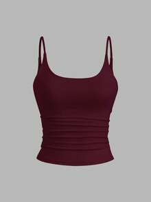 Sweetra 3pcs/Set Women's Sexy Short Casual Commuter Versatile Daily Spaghetti Strap Square Neck Camisole In Apricot, Coffee Brown And Black - Multicolor - View 7