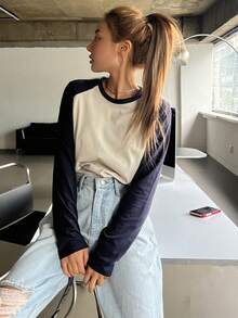 DAZY Colourblock Raglan Sleeve Tee - Multicolor - View 11