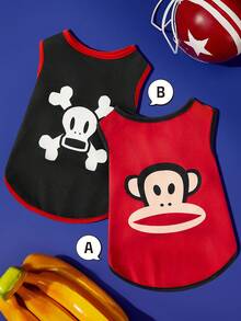 Paul Frank X SHEIN 1pc Cartoon Monkey Pattern Print Pet Tank, Cat Tank, Dog Tank, Sizes XXS-XXXXXL, Extra Small, Extra Large, For Street - Multicolor - View 2