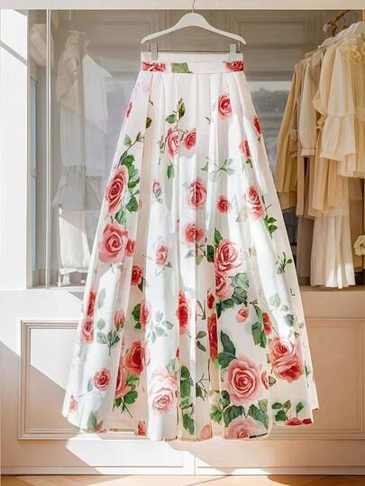 GlowEve Elegant Commuter Floral Print Skirt