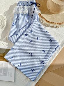 Modelyn Quần nữ mùa hè kiểu dáng thường ngày kẻ sọc và nơ - Nhiều màu - Xem 2