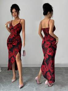 Rafferiza New Rose Print Slip Dress For Women - Multicolor - View 1