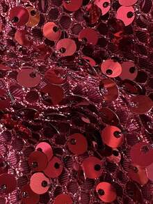 Costavie 2件套亮片纹理面料三角罩杯文胸和侧系带比基尼泳衣套装，性感女士泳装，适合春夏度假，闪亮比基尼套装，度假亮片比基尼套装，夏季亮片比基尼 - 酒紅色 - 查看 6