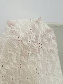 SHEIN Women's Casual Knitted Jacquard Ruffle Hem Long Robe, Lightweight Spring/Autumn Loungewear - Apricot - View 8