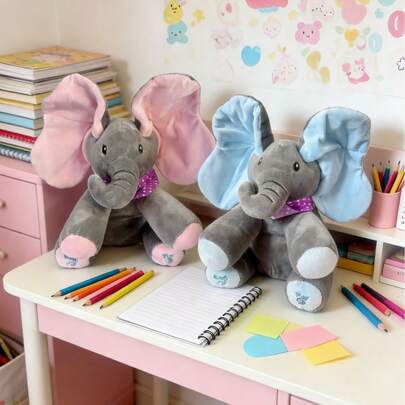 POKOJA LAND Singing Elephant Plush Toy With Moving Ears And Singing-Interactive Embracing Stuffed Animal For Boys And Girls, Soft Polyester Intimate Partner For Bedtime, Birthday, Children's Day, Thanksgiving Gift And Elephant Decoration