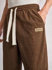 Open Phase Men's Casual Straight Leg Corduroy Pants, Personalized Printed, Loose Fit, Versatile, Suitable For Spring And Autumn Relaxed Fit For Men ,Summer Holiday Outfits - Coffee Brown - View 8
