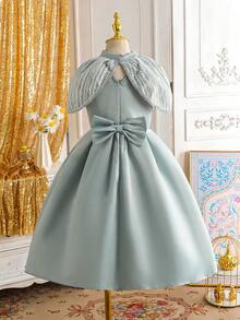 少女时尚派对3D立体花朵喇叭裙 - 綠色 - 查看 3