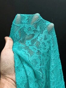 EgrlEra Áo kiểu ren co giãn họa tiết hoa mẫu đơn xuyên thấu gợi cảm dành cho nữ (Cắt ngẫu nhiên) - Màu xanh Bạc hà - Xem 4