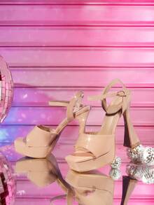 CUCCOO LuxiPop Giày sandal cao gót dành cho nữ - Màu be - Xem 6