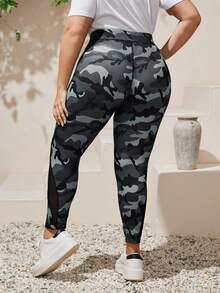 Mulvari Plus High Waist Camo Mesh Insert Leggings - Multicolor - View 2
