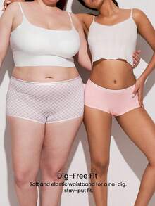 LUVLETTE Plus 3-Pack Soft Cotton High-Waist Boyshorts Women Underwear Panty Set - Multicolor - View 11