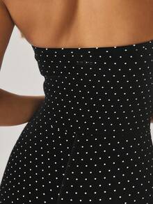 Aralina Mono corto con estampado de lunares y espalda descubierta - Negro - Ver 5