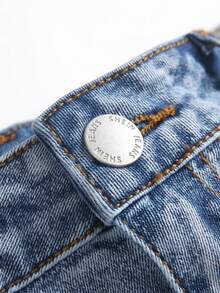 SHEIN Pantaloncini di jeans skinny strappati con design versatile e tagliato, adatti per ragazzi adolescenti, abbigliamento casual e streetwear, ideali per l'estate e la primavera - Blu - Visualizzare 7