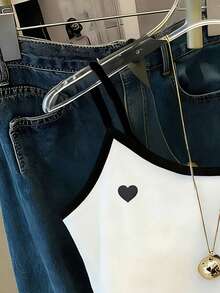 Resyla Embroidered Heart Pattern Women's Camisole - White - View 3