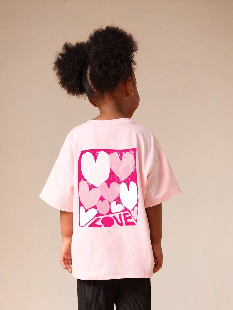 Oversized Crew Neck Love Hearts Graphic T-Shirt