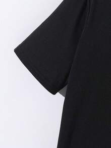 SHEIN 2件套儿童/青少年男童休闲日常百搭舒适字母印花圆领短袖纯色宽松针织短裤套装，适合上学、居家、日常穿着、运动，简约风格，春夏款。 - 卡其色 - 查看 7
