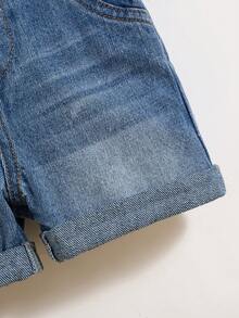 Bộ quần yếm denim dáng rộng dễ thương cho bé trai, có túi vá, thích hợp cho trang phục mùa xuân/hè, áo liền quần denim cho bé. - Rửa nhẹ - Xem 5