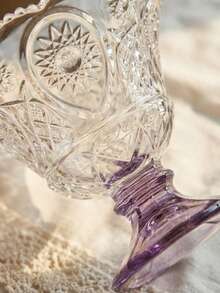 Cirelle 浮雕高脚玻璃碗——奢华下午茶甜点杯，优雅家居咖啡厅盛放水果蛋糕、慕斯和浆果的餐盘，复古厨房餐桌装饰品 - 彩色 - 查看 5