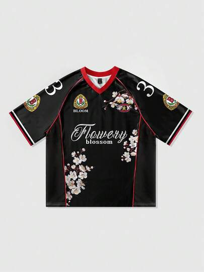 ROMWE MEN Street Life Camiseta deportiva de manga corta con parches de malla para hombres, jersey atlético