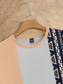 Manfinity VCAY 新款男士针织休闲撞色圆领短袖T恤 - 彩色 - 查看 5