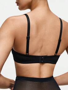 SHAPORA 1pc Black Sparkle Underwire Padded Push Up Bra, Enhances Cleavage & Minimizes Bulges For Women - Black - View 2