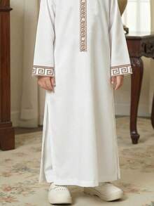 SHEIN 复古印花宽松长款衬衫+长裤套装，阿拉伯风格，适合春夏穿着，休闲、派对皆宜 - 男童款 - 彩色 - 查看 4