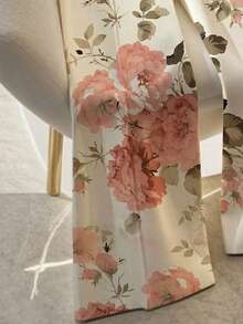 Franclia Eleganta blommiga kontorsbyxor för kvinnor - Aprikos - Visa 3