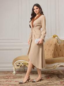 CUCCOO TILAWA Kokardka z kryształkami, ozdoba, swobodne, minimalistyczne, damskie czółenka z odkrytymi plecami - Rdzawy brązowy - Zobacz 2