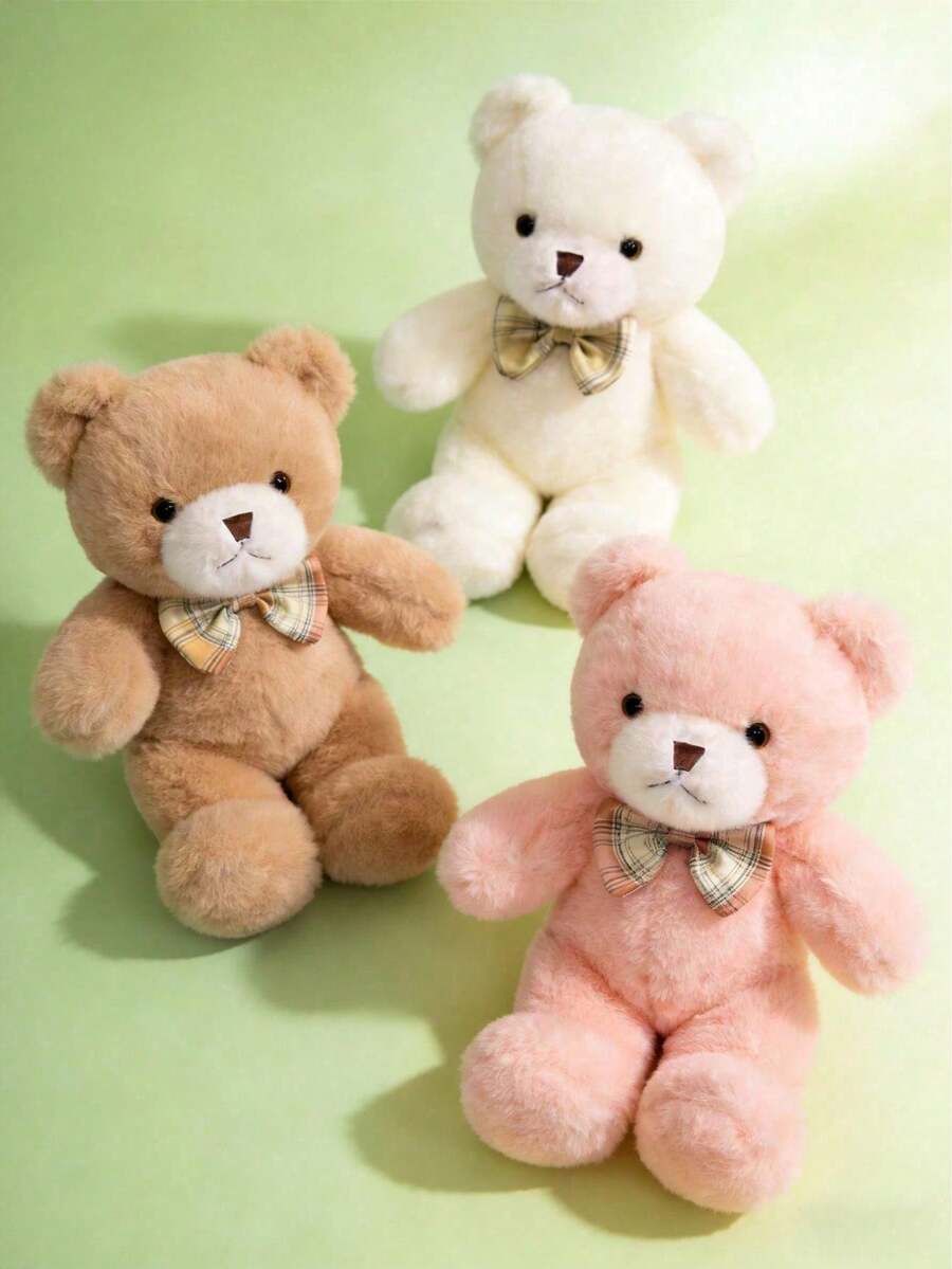 POKOJA LAND - BESTSELLERS 11.81inch Bear Plush Toy, Pink White Brown Optional, Bear Doll With Bow For Valentine's Day Mother's Birthday Wedding Gift, Holiday Gift Choice - Multicolor - View 1