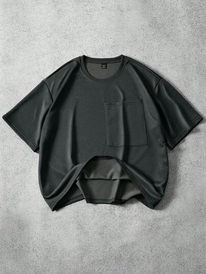 PAVTROS Men's Solid Color Crew Neck Short Sleeve Casual Pocket T-Shirt, Valentine's Day,Spring To Summer,Gift For My Boyfriend,Mardi Gras,Vintage,Streetwear,Party,St Patrick's Day,Going Out