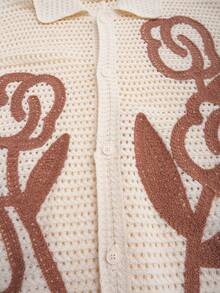 SWAVVY 男士贴花前扣休闲百搭针织开衫 - 白色 - 查看 6