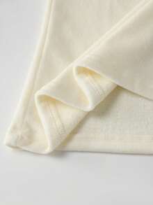 Franclia 休闲时尚刺绣杏色圆领长袖女式T恤，百搭秋冬针织外套