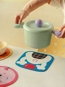 Joivida 硅胶卡通隔热垫 - 耐热吸水桌垫，适用于厨房和餐桌，隔热垫上印有可爱的动物和食物图案，非常适合放置热碗、杯子和盘子，厨房餐桌垫 | 趣味设计 | 耐用耐热垫 - 均碼 - 查看 5