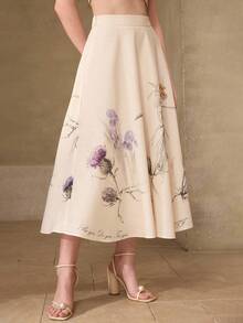 MOTF PREMIUM WOMEN'S FLORAL PRINTED A-LINE SKIRT, SPRING/SUMMER - Multicolor - View 5