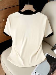 GlowEve 2026春夏新款女士休闲通勤经典百搭短袖T恤 - 杏色 - 查看 2