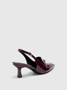 CUCCOO BIZCHIC 女士鞋履春夏新款法式尖头细高跟中跟酒红色单鞋外套 - 酒紅色 - 查看 4