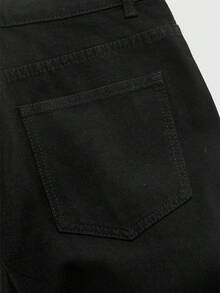 ROMWE MEN Men's Fashion Street Nightclub Party Rhinestone Letter Embroidery Loose Flared Jeans - Black - View 5