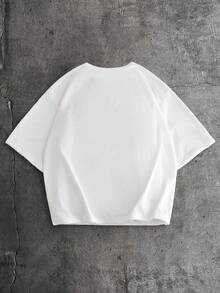 AXEPEAK Camiseta de manga corta de cuello redondo con estampado de lema y ángel, casual para hombre, de verano - Blanco - Ver 2