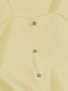 Qadelle Women's Solid Color Button Casual Versatile Commuting Long Sleeve T-Shirt - Pale Yellow - View 5