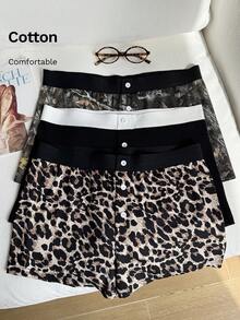 Comfortcana 大码女式松紧腰纽扣设计休闲短裤 - 彩色 - 查看 3