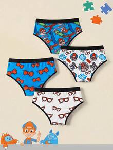 Blippi X SHEIN 男童全印花舒适三角裤 - 藍白色 - 查看 2