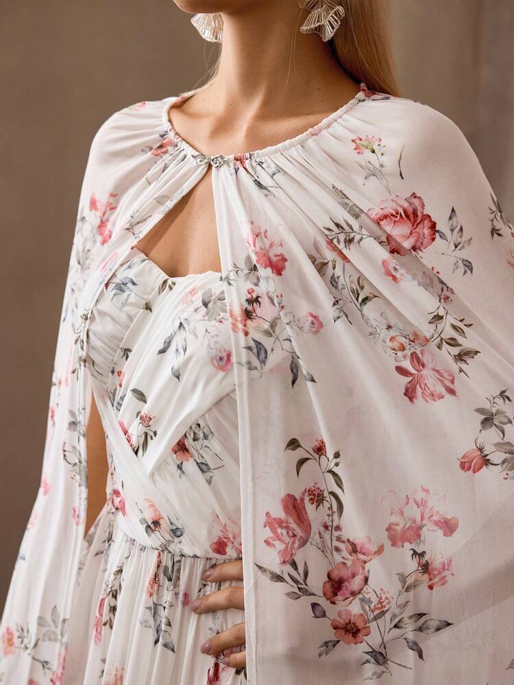 MOTF Soiréza FLORAL PRINTED STRAPLESS LONG DRESS, SUITABLE FOR FORMAL OCCASIONS