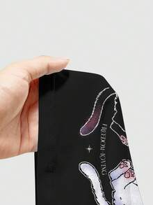 ROMWE Goth 哥特风猫咪十字心印花女式吊带衫 - 黑色 - 查看 5